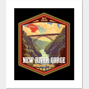 New River Gorge National Park Vintage WPA Style Outdoor Badge Posters and Art